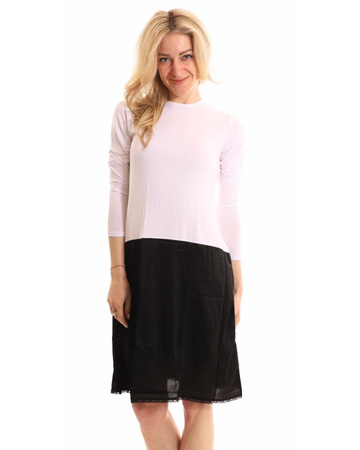 Slimit SLM2615B 43" White/Black Long Sleeve Shell Slip Adjustable Neck myselflingerie.com